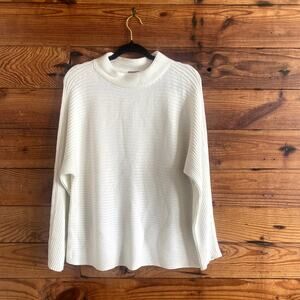 Ribbed Mock Neck White Sweater size Large